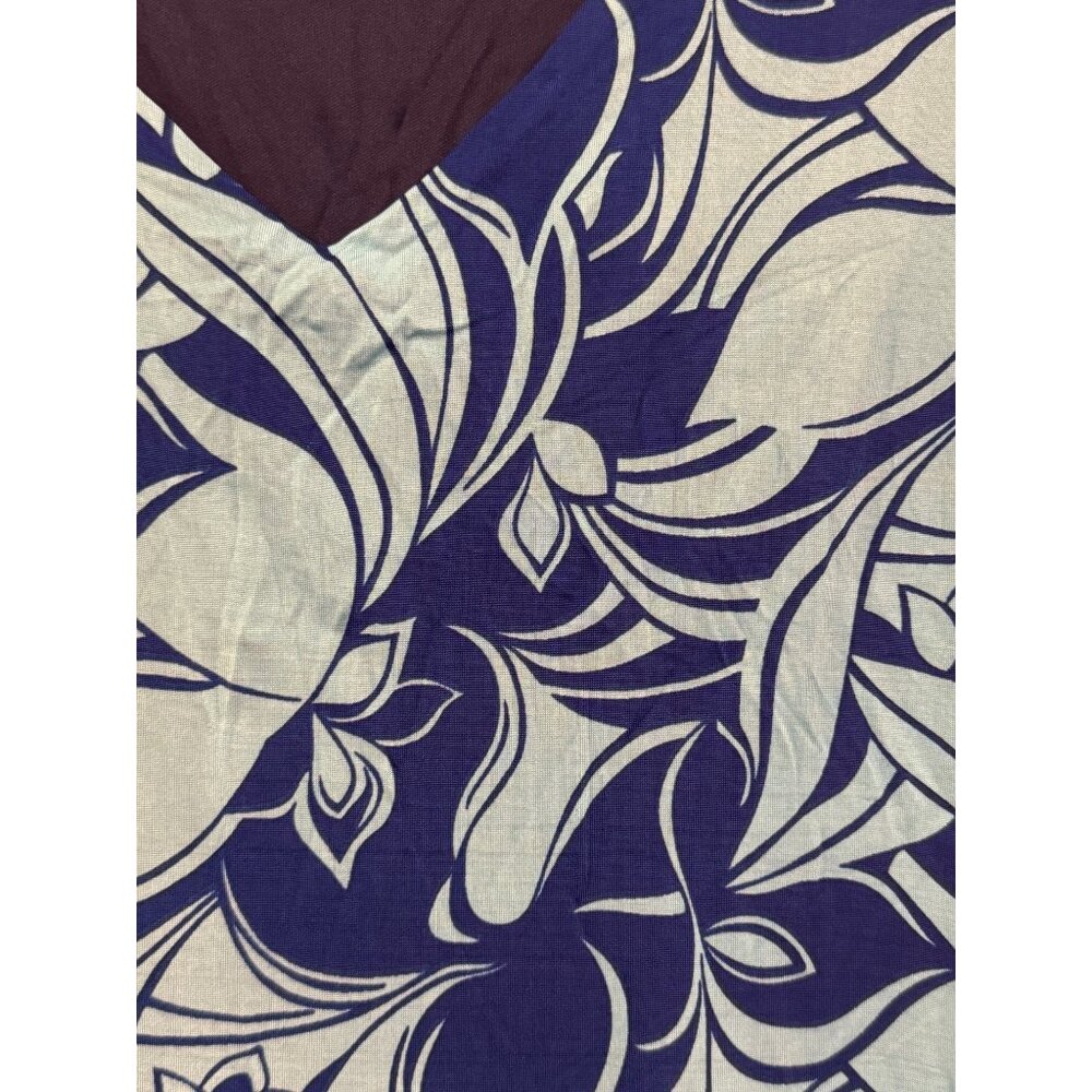 Nicola Antoni Floral Print Womens 3/4 Sleeve V-Neck Dress Size L Blue & Green - Picture 8 of 9